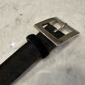 GORGEOUS authentic Harold Powell brown/black hide leather belt M